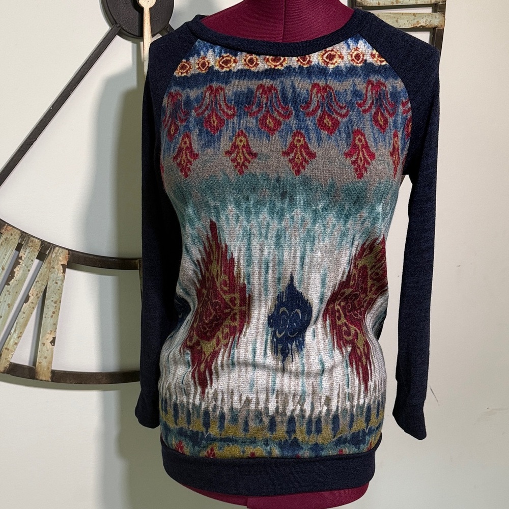 Vision Navy Patterned Women's Sweater NWTS